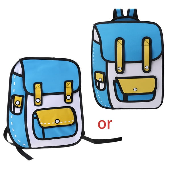 Cartoon Paper Shoulder Bag 3D Jump Style 2D Drawing From Comic Backpack Bookbag